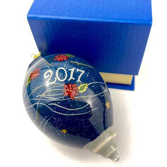 Pier 1 Li Bien Glass Christmas Ornament 2017 Hand-Painted Reindeer W/ Box - Picture 1 of 8